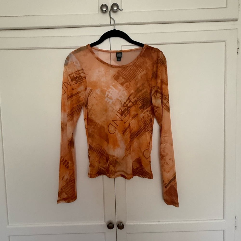 Wild Fable Orange Mesh Long Sleeve